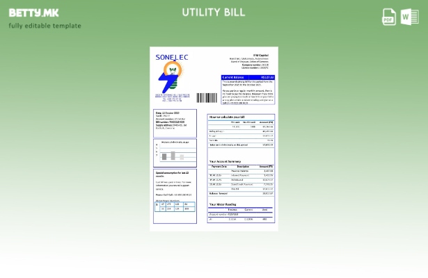 Модерен стил шаблон за збор за комунални сметки на Коморите Sonelec